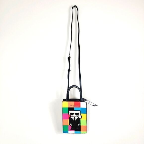 Karl Lagerfield Colorblock Top Handle Crossbody Multi Colored Bag NWT - Picture 9 of 10